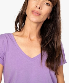 tee-shirt femme a col v et manches courtes violet t-shirts manches courtesA686701_2