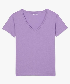 tee-shirt femme a col v et manches courtes violet t-shirts manches courtesA686701_4