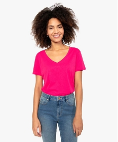 tee-shirt femme a col v et manches courtes rose t-shirts manches courtesA686901_2