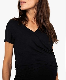tee-shirt de grossesse et allaitement cache-cœur noir t-shirts manches courtesA687801_2