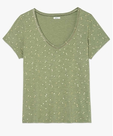 tee-shirt femme grande taille a col v et details brillants vert t-shirts col vA689001_4