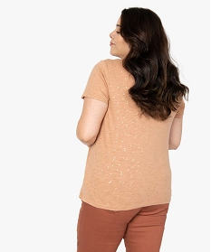 tee-shirt femme grande taille a col v et details brillants orange t-shirts col vA689101_3