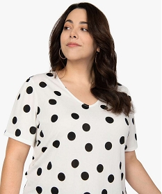 tee-shirt femme a pois et col v brunA691201_2