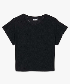 tee-shirt femme a manches courtes facon dentelle anglaise noir t-shirts manches courtesA691301_4