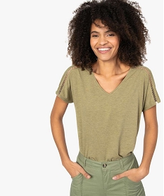 tee-shirt femme paillete avec epaules fantaisie vertA692101_2