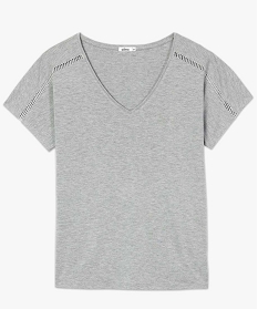 tee-shirt femme paillete avec epaules fantaisie gris t-shirts manches courtesA692201_4