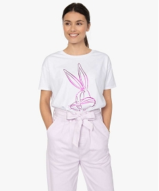 tee-shirt femme avec motif bugs bunny – looney tunes blanc t-shirts manches courtesA693701_1