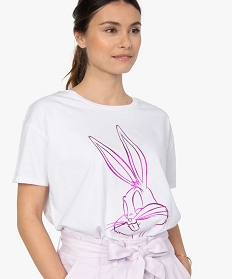 tee-shirt femme avec motif bugs bunny – looney tunes blanc t-shirts manches courtesA693701_2