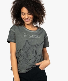 tee-shirt femme avec motif xxl – tom and jerry gris t-shirts manches courtesA694001_2