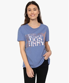 GEMO Tee-shirt femme avec large motif Bugs Bunny – Looney Tunes Bleu