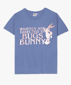 tee-shirt femme avec large motif bugs bunny - looney tunes bleuA695201_4