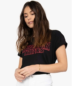 tee-shirt femme avec inscription – stranger things noir t-shirts manches courtesA695701_2