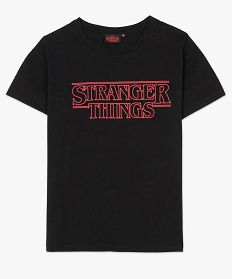 tee-shirt femme avec inscription – stranger things noir t-shirts manches courtesA695701_4