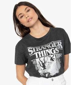 tee-shirt femme avec motif inverse - stranger things grisA695901_2