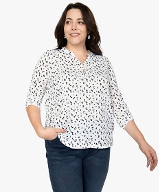 tee-shirt femme grande taille imprime col v et dos dentelle blanc t-shirts col vA698801_1