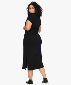 robe femme longue en maille jersey noirA705201_3