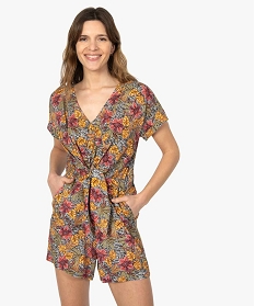combishort femme a motifs fleuris boutonne sur lavant imprimeA706301_1