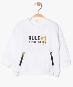 pull bebe garcon a poches zippees et decoupes laterales blancA707801_1