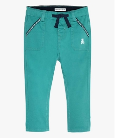 pantalon bebe garcon avec poches surpiquees – lulu castagnette vert pantalonsA709901_1