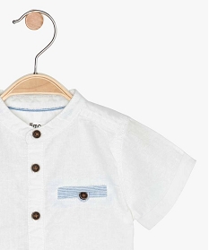 chemise bebe garcon a col mao en lin et coton blancA713001_2