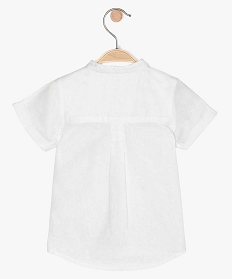 chemise bebe garcon a col mao en lin et coton blancA713001_3