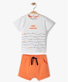 GEMO Ensemble bébé garçon tee-shirt + short en jersey (2 pièces) Orange