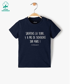 tee-shirt bebe garcon a message humoristique - gemo x les vilaines filles bleu tee-shirts manches courtesA722301_1