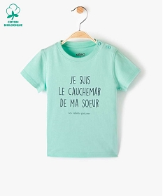 tee-shirt bebe garcon a message humoristique - gemo x les vilaines filles vert tee-shirts manches courtesA722401_1