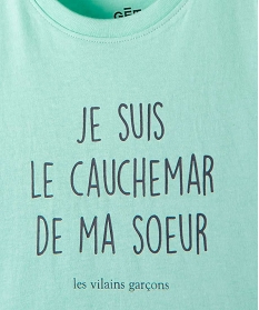 tee-shirt bebe garcon a message humoristique - gemo x les vilaines filles vert tee-shirts manches courtesA722401_3