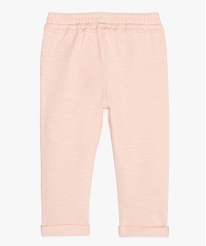 pantalon bebe fille en maille avec ceinture elastique rose leggingsA733401_4