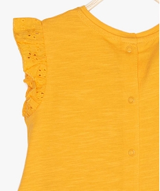 tee-shirt bebe fille sans manches avec dentelle et lisere paillete jaune tee-shirts manches courtesA734701_2