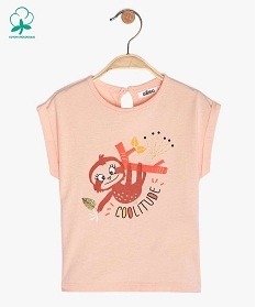 tee-shirt bebe fille coupe loose a motif en relief rose tee-shirts manches courtesA735701_1