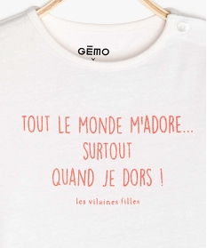 tee-shirt bebe fille a message humoristique - gemo x les vilaines filles blancA736101_2