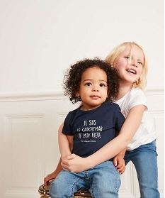 tee-shirt bebe fille a message humoristique gemo x les vilaines filles  bleu tee-shirts manches courtes - Main Image