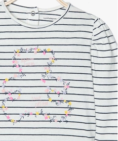 tee-shirt bebe fille a rayures et motif floral - lulu castagnette imprime tee-shirts manches longuesA738001_2