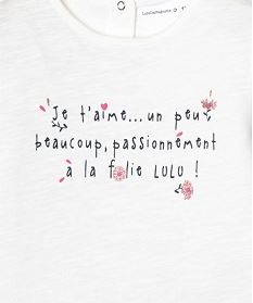 tee-shirt bebe fille a message et paillettes lulu castagnette beige  tee-shirts manches longues