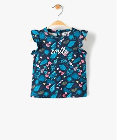 GEMO Tee-shirt bébé fille motif tropical à manches volantées Multicolore