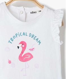 tee-shirt bebe fille motif tropical a manches volantees blancA739101_2