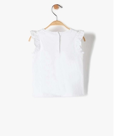 tee-shirt bebe fille motif tropical a manches volantees blancA739101_3