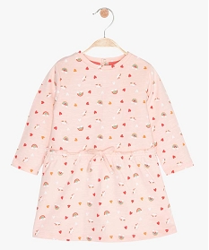 robe bebe fille matiere sweat a manches longues roseA739201_1