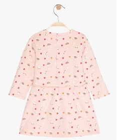 robe bebe fille matiere sweat a manches longues roseA739201_3