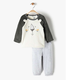 pyjama bebe en maille peluche extra douce motif lion blancA741501_1