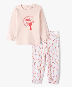 GEMO Pyjama bébé fille deux pièces à motifs oiseaux exotiques Rose