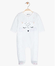 GEMO Pyjama bébé fille ouverture devant avec motif chat Blanc