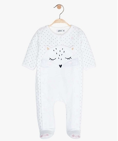 GEMO Pyjama ouverture devant avec motif chat bébé fille Blanc