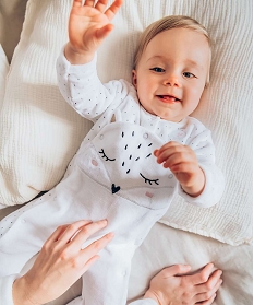 pyjama bebe fille ouverture devant avec motif chat blancA743101_4