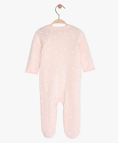 pyjama bebe fille imprime avec motif chat sur poitrine rose pyjamas ouverture devantA743601_3