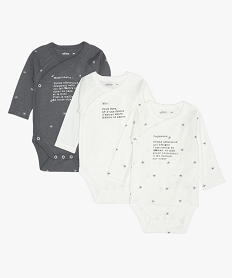 body bebe a manches longues ouverture devant (lot de 3) beigeA749301_3
