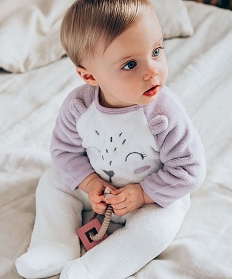pyjama bebe fille en maille peluche a motif animal violetA750501_1