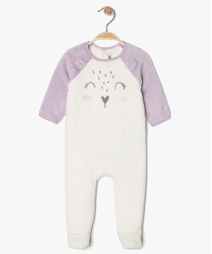 pyjama bebe fille en maille peluche a motif animal violetA750501_2